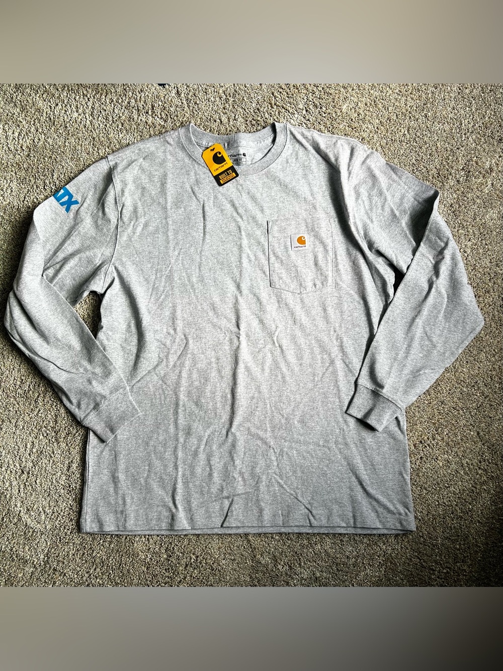 Carhartt Men’s Long-Sleeve Pocket Tee - Light Gray with Gold Logo